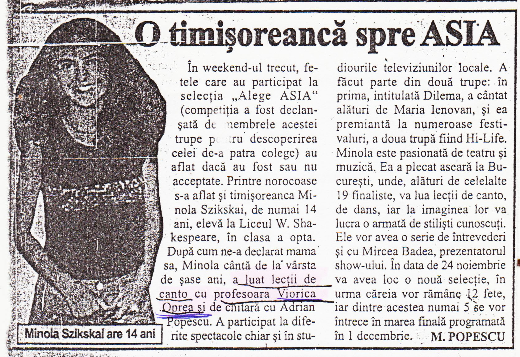 Material de presă — Membra a Asociatiei Culturale ( Diana Anastasiu ) si o fosta membra (A.M. Ienovan) – premii I in Suedia – Diana afirma ca nu-si imagina cate probleme tehnice trebuie cunoscute pentru a determina castigarea unor premii importante.