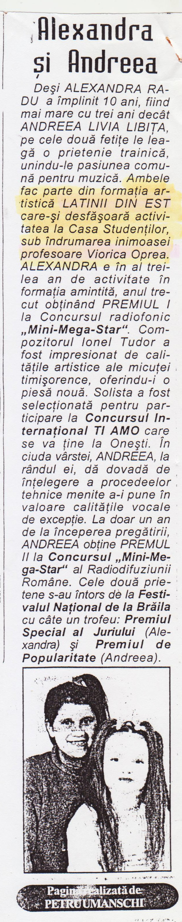 Material de presă — Reprezentanta a noastra, in mai multe emisiuni radio tv Bucuresti si festivaluri in tara.